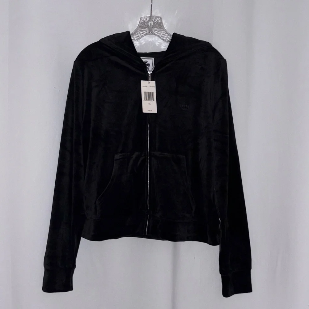 Juicy Couture Black Velvet Light Weight Jacket - Picture 2 of 5